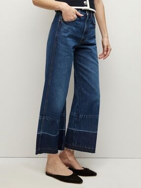 Veronica Beard Taylor Released Hem Cropped Wide-Leg Jean